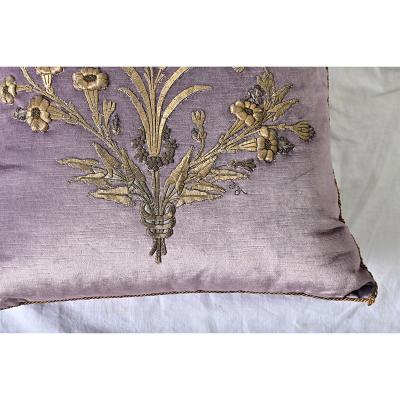 BVIZ Antique European Raised Gold Embroidery Pillow