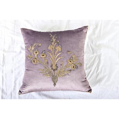 BVIZ Antique European Raised Gold Embroidery Pillow