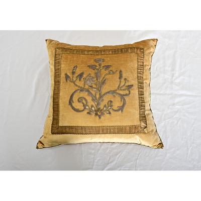 BVIZ Pair of Antique European Raised Bronze Embroidery Pillows