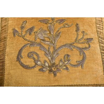 BVIZ Pair of Antique European Raised Bronze Embroidery Pillows