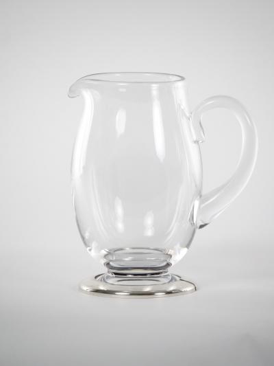 Baccarat Crystal Silver Base Art Deco Style Pair Water Pitcher