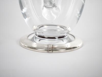 Baccarat Crystal Silver Base Art Deco Style Pair Water Pitcher