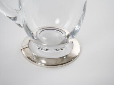 Baccarat Crystal Silver Base Art Deco Style Pair Water Pitcher