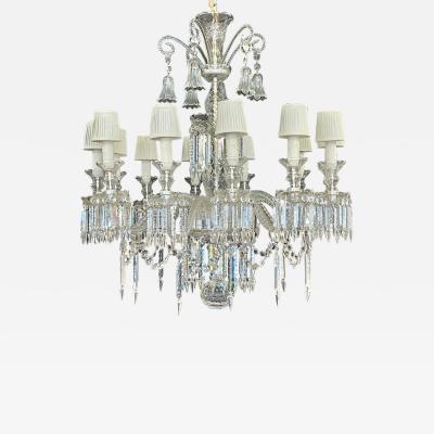 Baccarat Style Chandelier Crystal 12 Light Hollywood Regency Monumental