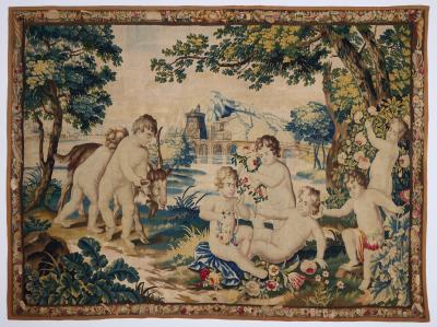 Bacchanale d Enfants avec une ch vre Antique Tapestry