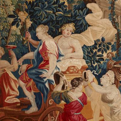 Bacchus and Ariadne early 18th Century mythological tapestry