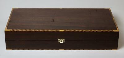 Backgammon Marquetry Wood Board Box 1960 Middle Eastern