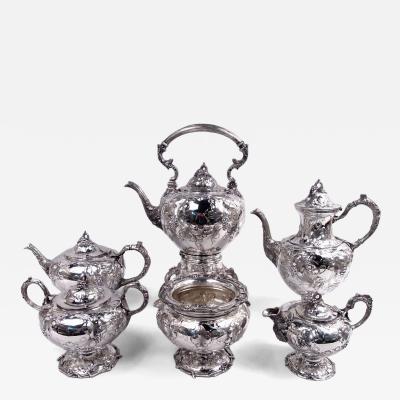 Bailey Victorian Classical Coin Silver Grapevine Coffee Tea Set