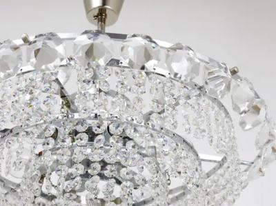 Bakalowits Vienna Diamond Crystal Faceted Glass Chandelier Austria 1950s
