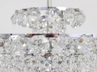 Bakalowits Vienna Diamond Crystal Faceted Glass Chandelier Austria 1950s