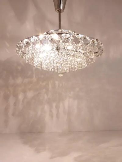Bakalowits Vienna Diamond Crystal Faceted Glass Chandelier Austria 1950s