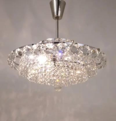 Bakalowits Vienna Diamond Crystal Faceted Glass Chandelier Austria 1950s