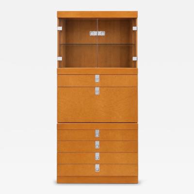 Baker Furniture Burl Wood Glass Dry Bar Cocktail Cabinet 1970