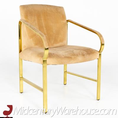 Baker Furniture Mid Century Brass Arm Chairs A Pair