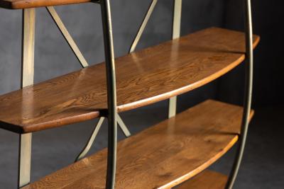 Bakery Display Rack with Iron Frame and Oak Shelves France 1920s