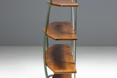 Bakery Display Rack with Iron Frame and Oak Shelves France 1920s