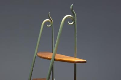 Bakery Display Rack with Iron Frame and Oak Shelves France 1920s