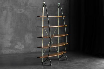 Bakery Display Rack with Iron Frame and Oak Shelves France 1920s