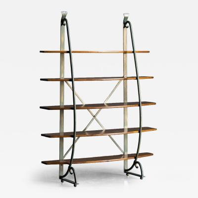 Bakery Display Rack with Iron Frame and Oak Shelves France 1920s