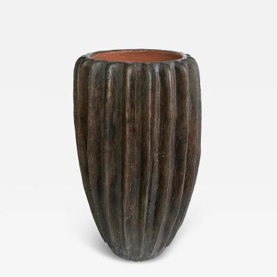 Balinese Fluted Brown Terracotta Planters Four Available