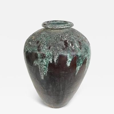 Balinese Jade and Brown Glasir Glazed Terracotta Planter