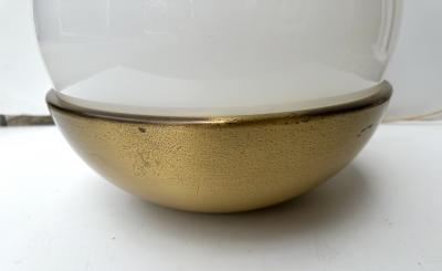 Ball Lamp Brass and Opaline Murano Glass Italy 1970s