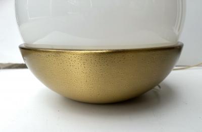 Ball Lamp Brass and Opaline Murano Glass Italy 1970s