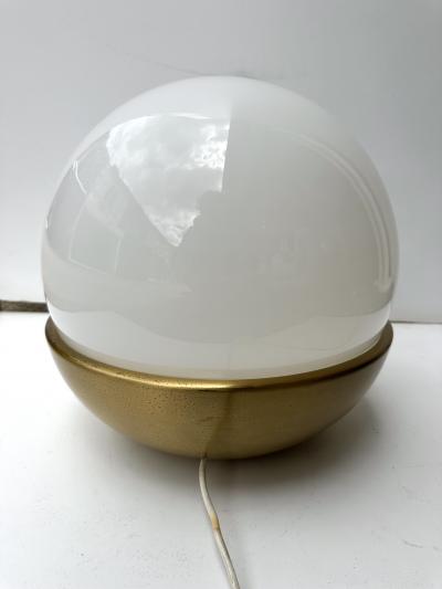 Ball Lamp Brass and Opaline Murano Glass Italy 1970s