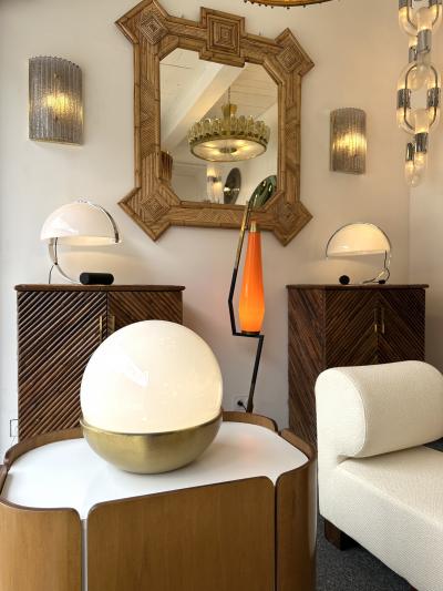 Ball Lamp Brass and Opaline Murano Glass Italy 1970s