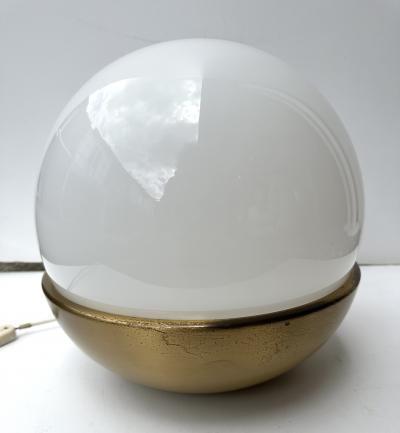 Ball Lamp Brass and Opaline Murano Glass Italy 1970s