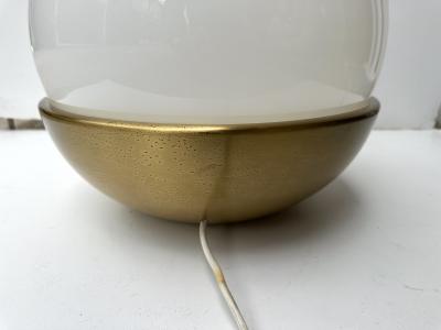 Ball Lamp Brass and Opaline Murano Glass Italy 1970s