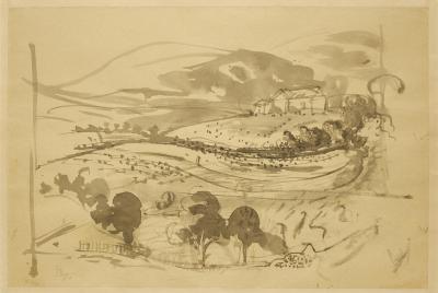 Balthus Balthasar Klossowski de Rola Study for La Bergerie 1957 1960 a double sided ink wash signed by Balthus