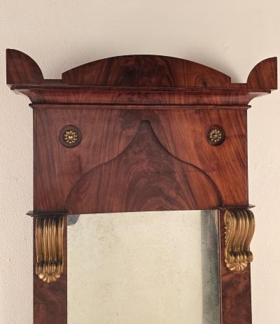 Baltic Biedermeier Mahogany and Gilt Mirror Sweden or Denmark