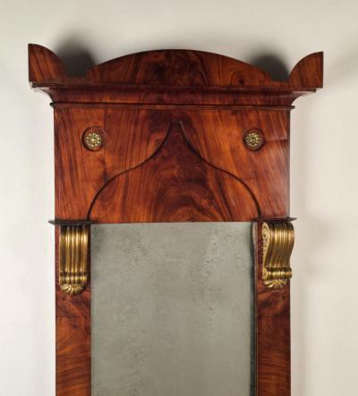 Baltic Biedermeier Mahogany and Gilt Mirror Sweden or Denmark
