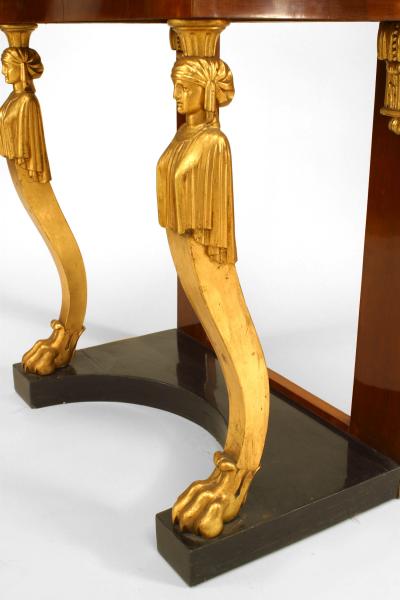 Baltic Neoclassic Mahogany and Gilt Caryatid Console Table