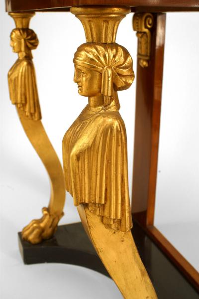 Baltic Neoclassic Mahogany and Gilt Caryatid Console Table