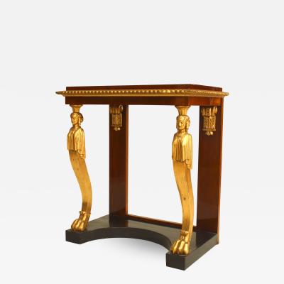 Baltic Neoclassic Mahogany and Gilt Caryatid Console Table