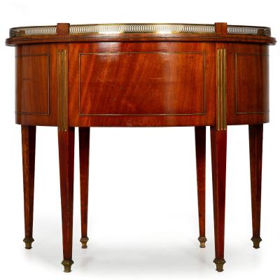 Baltic Neoclassical Mahogany Kidney Form Writing Desk Bureau Plat ca 1880