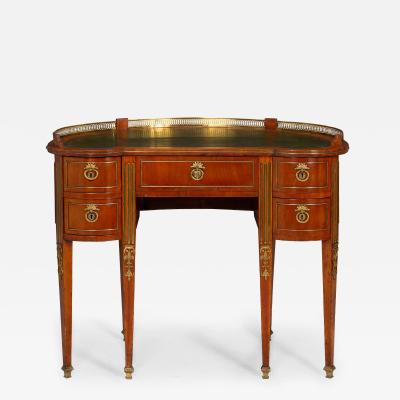 Baltic Neoclassical Mahogany Kidney Form Writing Desk Bureau Plat ca 1880