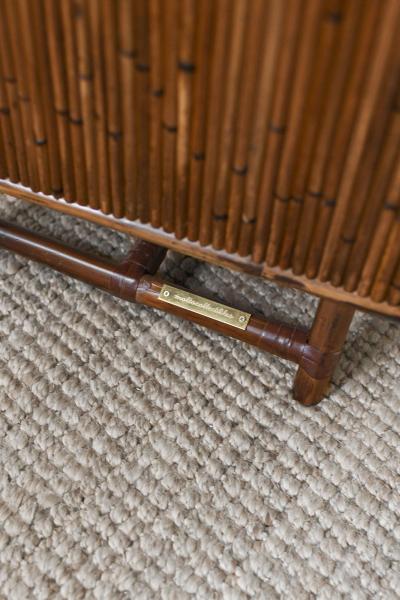 Bamboo Bedside Table with Door and Leather Bindings