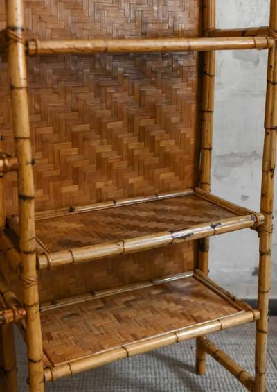 Bamboo Bookshelf With Pressed Bamboo Panels 1970