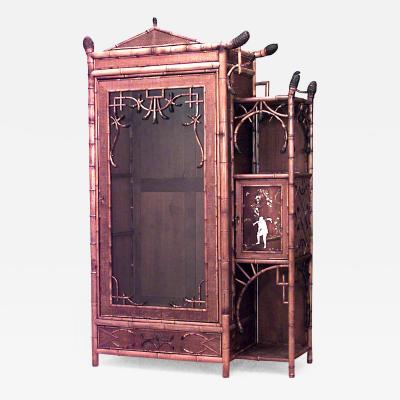 Bamboo English Victorian single glass door armoire cabinet