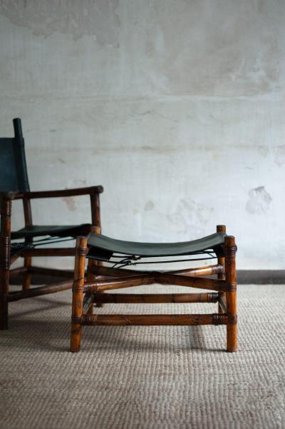 Bamboo Lounge set with Chair and Footstool 1970s