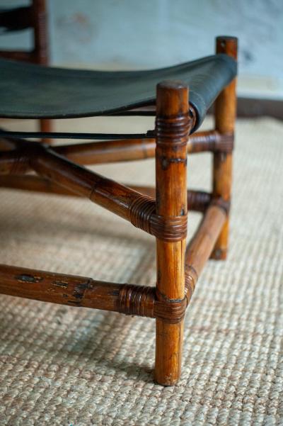 Bamboo Lounge set with Chair and Footstool 1970s
