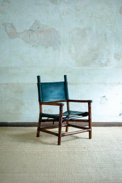 Bamboo Lounge set with Chair and Footstool 1970s