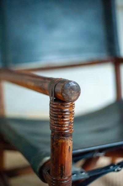 Bamboo Lounge set with Chair and Footstool 1970s