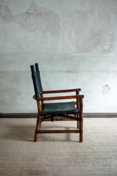 Bamboo Lounge set with Chair and Footstool 1970s
