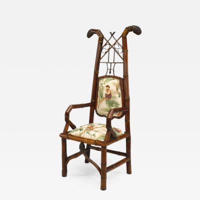 Bamboo Open Arm Chair with High Back Design