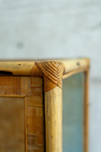 Bamboo Pressed Bamboo and Glass Display Cabinet 1970s