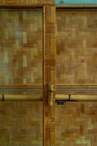 Bamboo Pressed Bamboo and Glass Display Cabinet 1970s